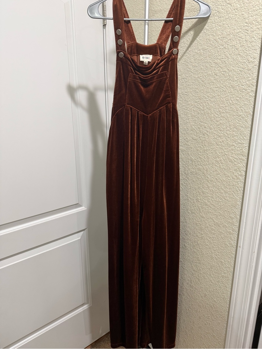BiBi Chocolate Brown Velvet Wide-Leg Jumpsuit